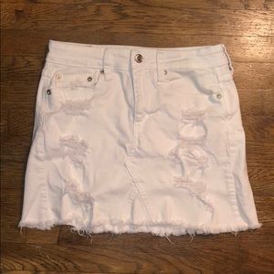 white denim skirt